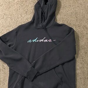 Adidas Black Hoodie with Colorful Script Logo